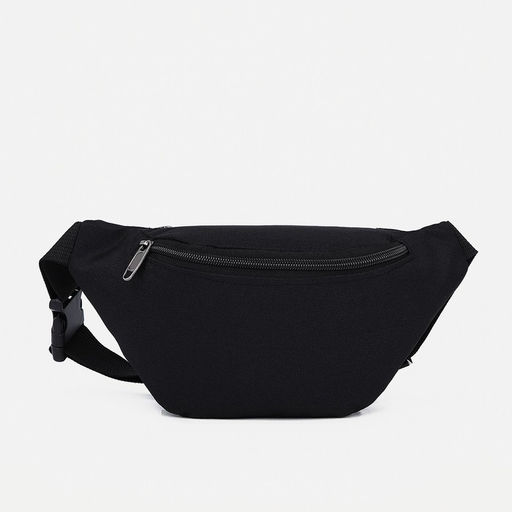 Поясная сумка на молнии, однотонная, 30×6×12 см, чёрная