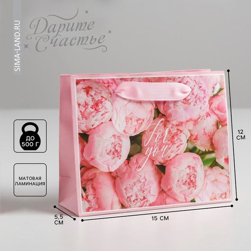 Цена за 3 шт. Пакет подарочный ламинированный, упаковка, «For you», S 15×12×5.5 см