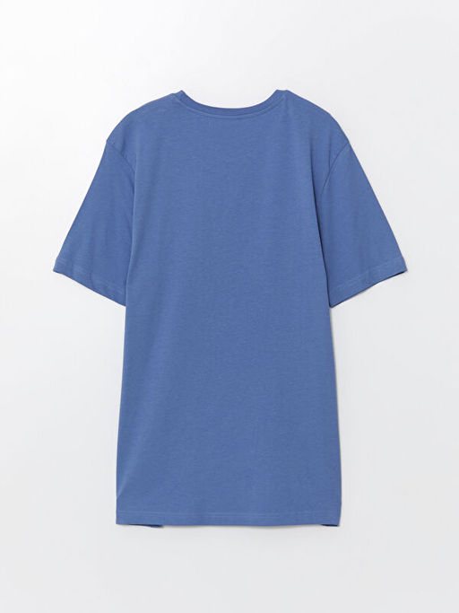 Bisiklet Yaka K?sa Kollu Bask?l? Penye Erkek Ti??rt - Waikiki фото 3