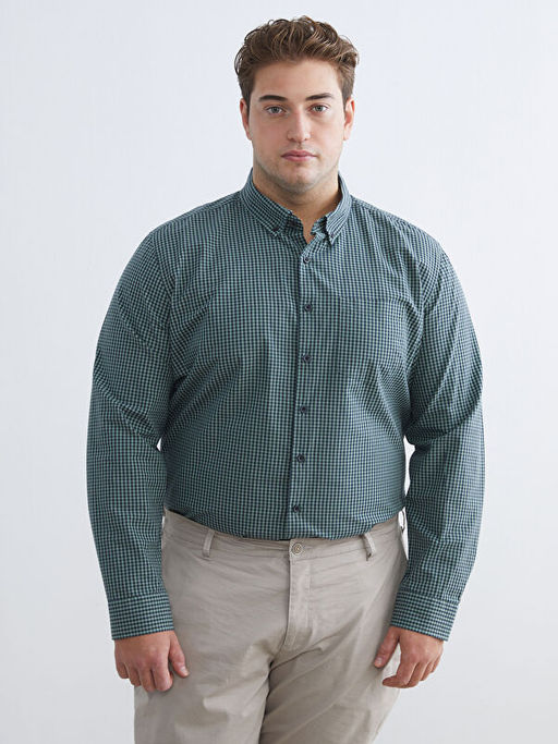 Regular Fit Uzun Kollu Ekose Poplin Erkek G?mlek