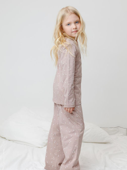 К 1639/кофейный,цветочные снежинки пижама для дев