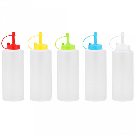 Бутылка для масла и соуса пластмассовая 380мл, д6см h19см, цветная пластмассовая крышка с колпачком в ассортименте: белый, желтый, салатовый, красный, бирюзовый (Китай) - Домашняя мода фото 6