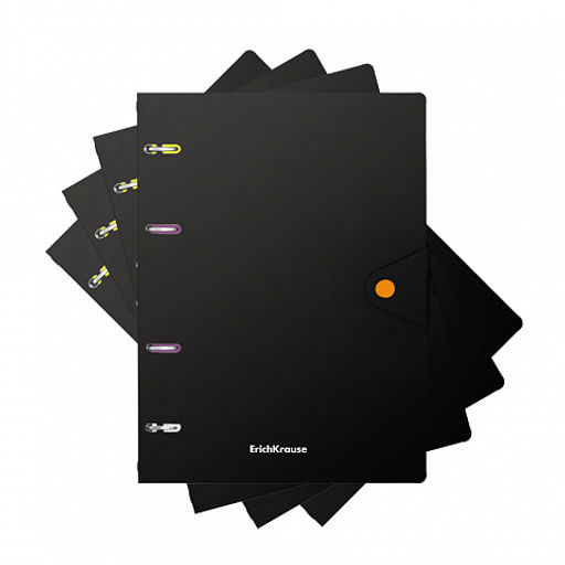 Цена за 24 шт. Тетрадь общая с пластиковой обложкой на кольцах ErichKrause Accent, ассорти, А5, 80 листов, клетка, на кнопке