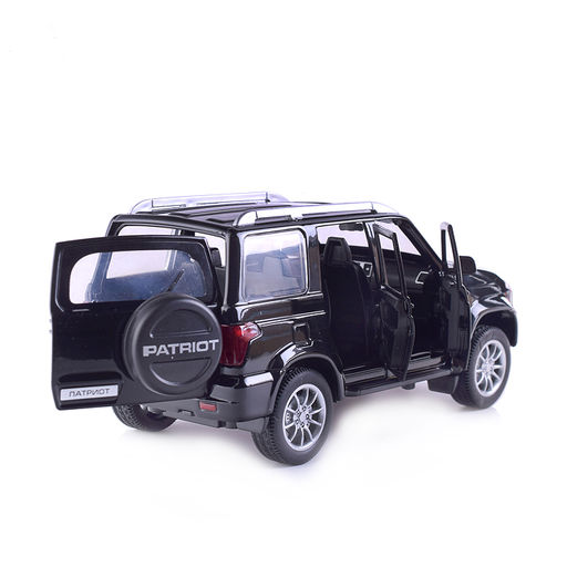 Машина металл UAZ Патриот 17,8 см, (свет-звук, откр. двери, черн.) инерц., в коробке