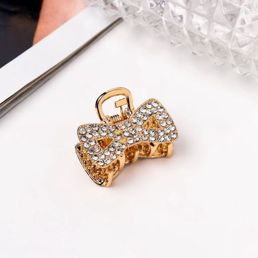 Цена за 6 шт. Крабик для волос «Грейс», бант, 2.5 см, золотистый