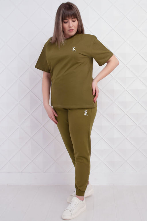 Арт. 2363 Костюм с брюками женский 50-58 (5 шт) Цвет:верх-зеленый кофе, низ-зеленый кофе - Калинка фото 7