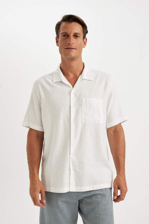 Рубашка с короткими рукавами и воротником-поло Relax Fit - Defacto фото 6