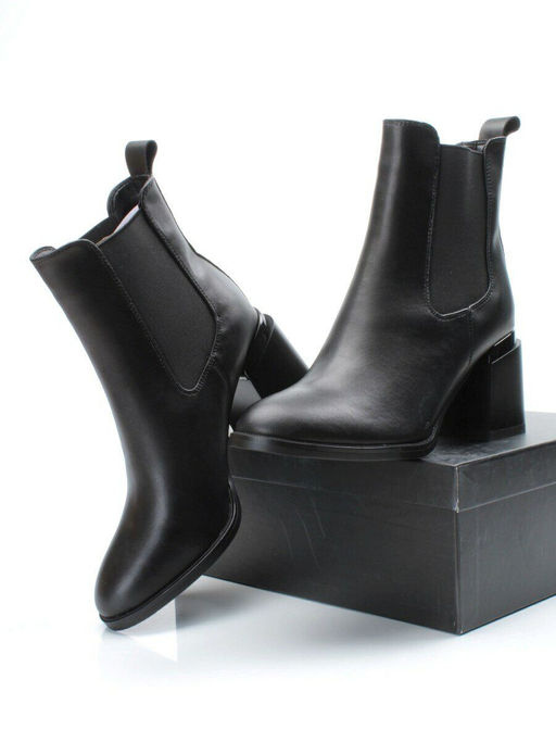 01-PCM450-1 BLACK Ботинки Челси демисезонные женские (натуральная кожа, байка) - Фабричный китай фото 16