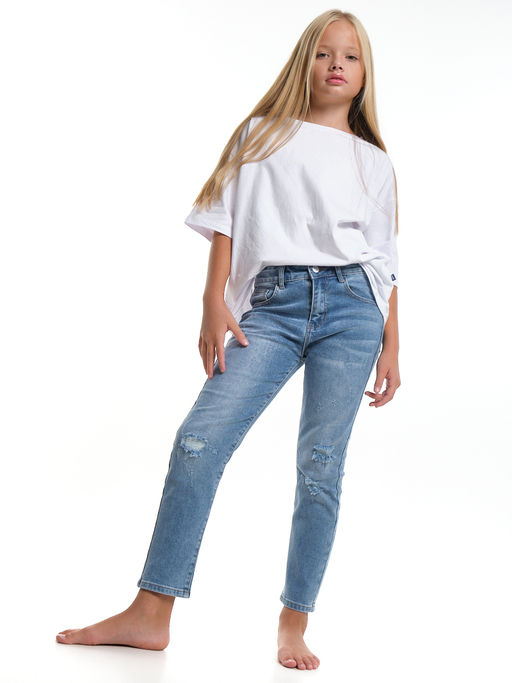 Джинсы синие для девочки 33-1062 синий - Mini maxi фото 18