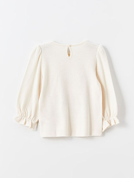 Bisiklet Yaka Bask?l? K?z ?ocuk Ti??rt