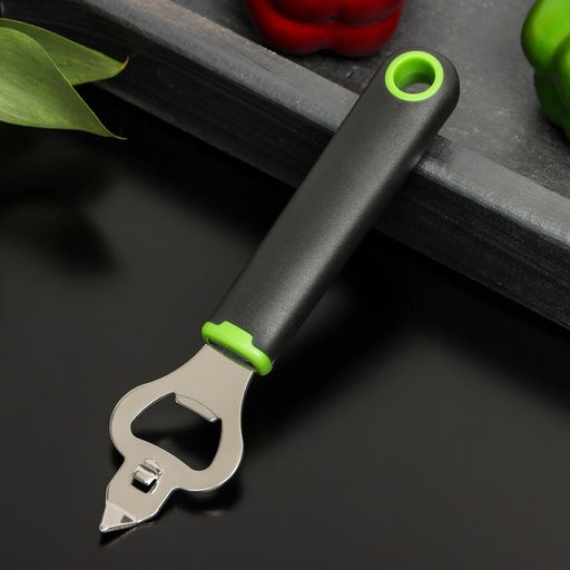 Нож консервный Доляна Lime, 18×4.5 см, цвет чёрно-зелёный
