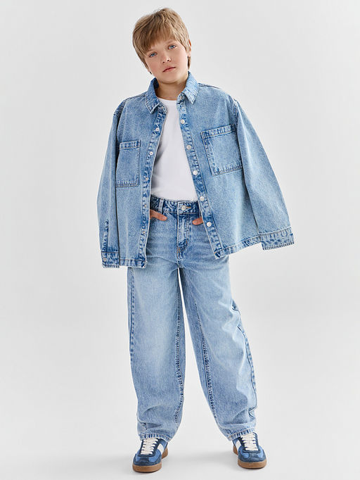 Джинсы baggy leg для мальчиков голубые - Mark formelle фото 5