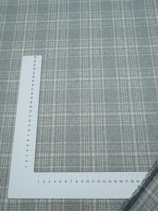 Шерсть пальтово-костюмная Твид Клетка цв.белый на св.сером, ш.1.5м, шерсть-60%, п/э-40% - Купава фото 15