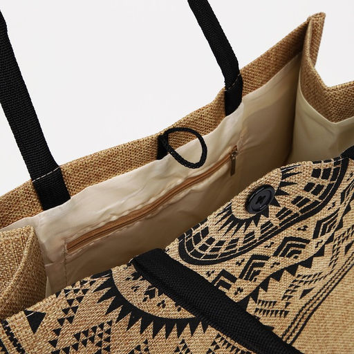 Сумка - шоппер «Орнамент», на пуговице, 34×17×30 см, бежевая