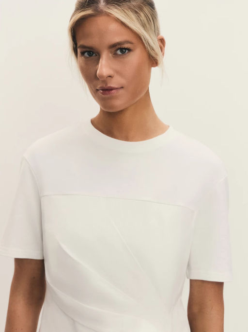 Футболка с драпировкой из поплина / Zarina  фото 6