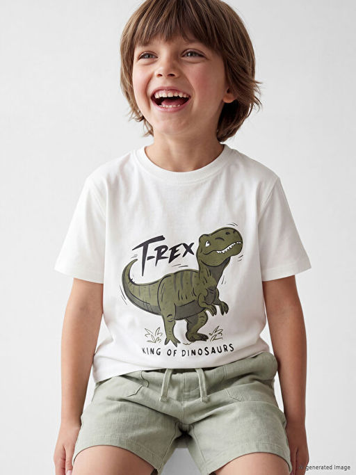 Dinozor Bask?l? Erkek ?ocuk Ti??rt