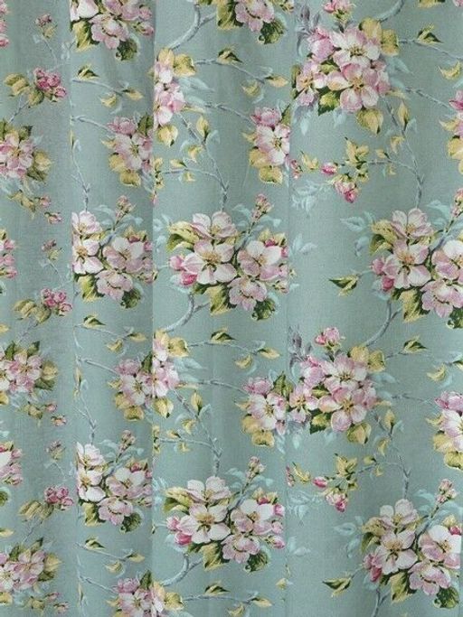 Комплект штор из рогожки Яблоня-сер/голуб. тесьма хлопок 100% - Лен поволжья фото 3