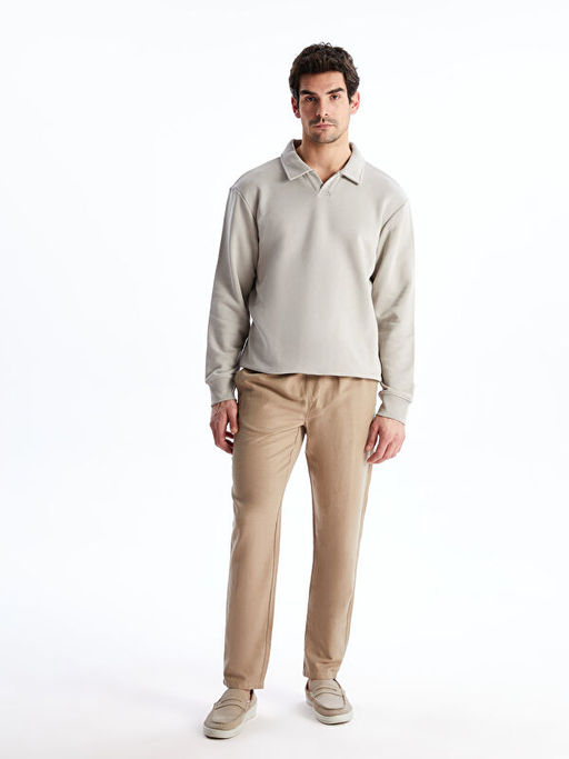Polo Yaka Uzun Kollu Erkek Sweatshirt
