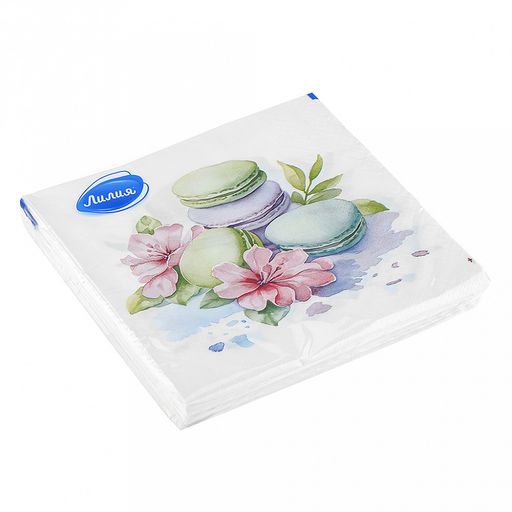 Салфетки бумажные 33х33см Лилия, 2-х слойные, 20 штук в упаковке, Десерт (Россия) - Домашняя мода фото 4