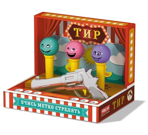 Тир: пистолетик пласт. с шариками + 3 мишени (01958, "Stellar") в коробке 27,5*20*21см