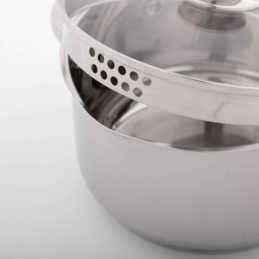 Кастрюля Magistro klimena, 3.5 л, AISI - 201, крышка-дуршлаг, носик для слива, капсульное дно, индукция, нержавеющая сталь