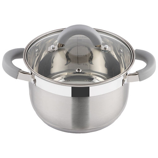 Кастрюля Felicita 2,9л.,из нерж.стали , с. кр. из жаропр.стекла 18*11,5см арт. 009387