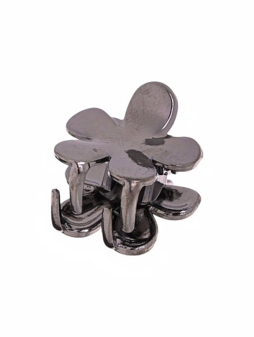 Цена за 6 шт. Крабик для волос «Брианна», цветок, 2 см, тёмное серебро