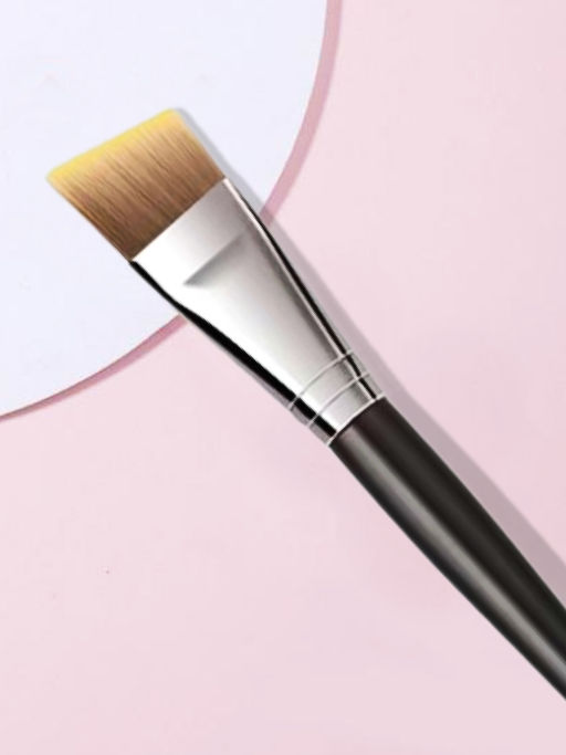 Kristaller Кисть макияжная для нанесения тона плоская скошенная, нейлон, черный, 17 см