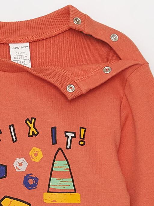 Bisiklet Yaka Uzun Kollu Bask?l? Erkek Bebek Sweasthirt 2li - Waikiki фото 3