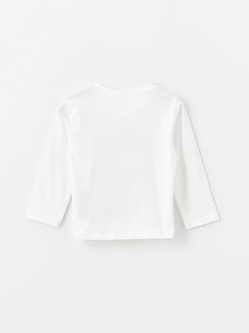 Bisiklet Yaka Uzun Kollu Bask?l? K?z Bebek Ti??rt - Waikiki фото 3