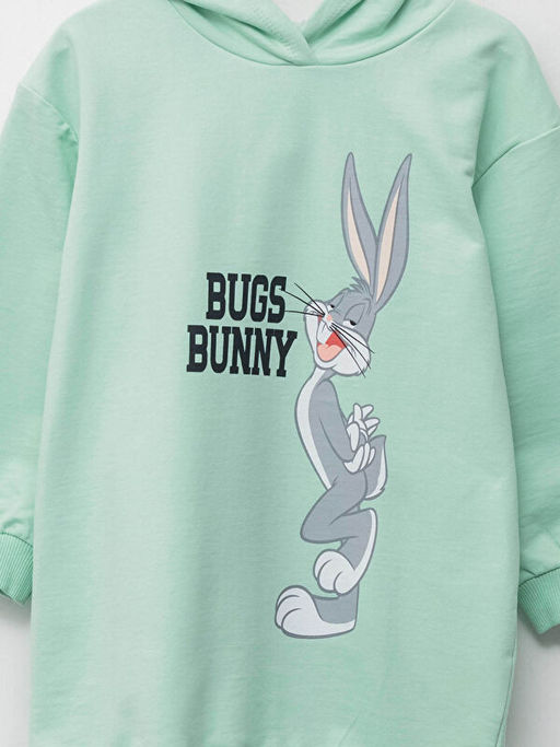 Kap??onlu Bugs Bunny Bask?l? Uzun Kollu K?z ?ocuk Elbise - Waikiki фото 3