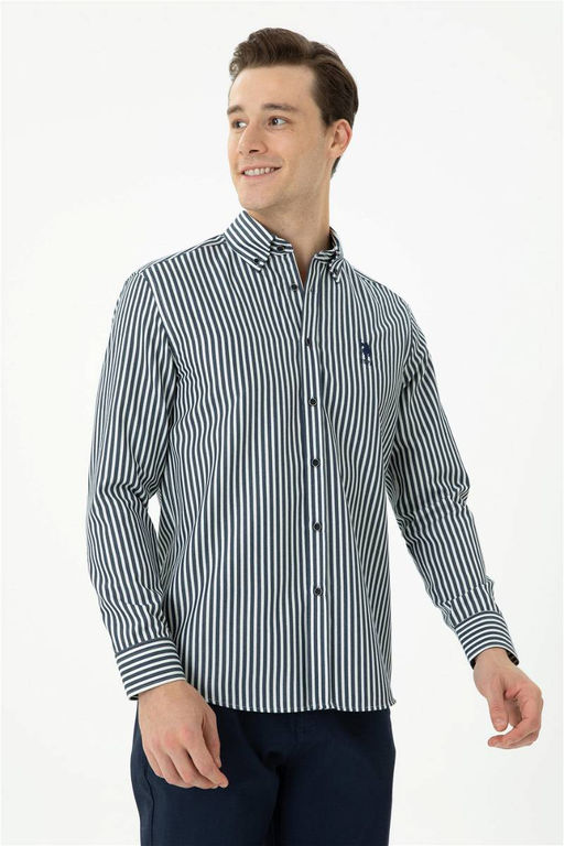 Мужская темно-синяя рубашка с длинным рукавом - U.s. polo assn фото 3