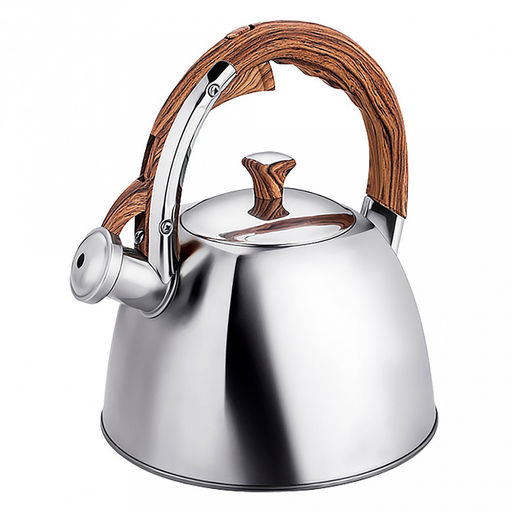 Чайник из нержавеющей стали "Tea" 3л, д20,5см, со свистком, пластмассовая ручка с покрытием "soft-touch", цветная коробка, "Regent" (Китай) Подходит для всех видов плит, включая индукционную