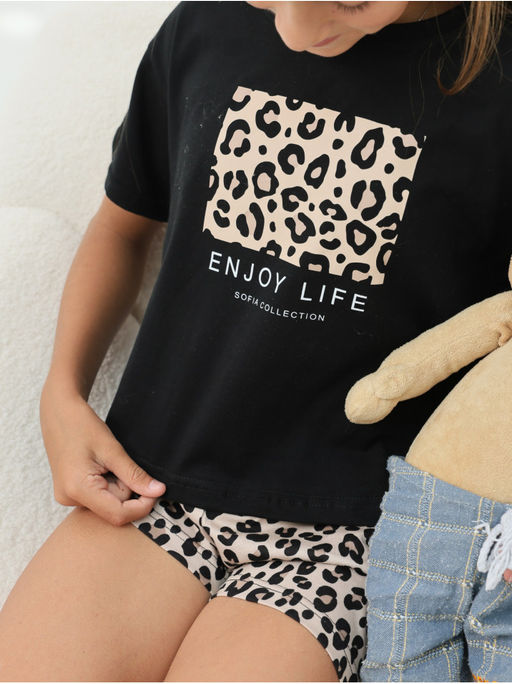 Пижама "Леопард" детская девочка с шортами