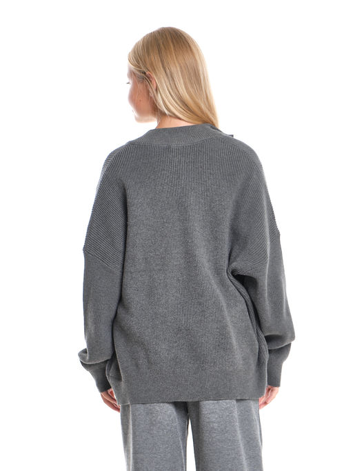 Джемпер оверсайз на молнии для девочки 33-7596 серый