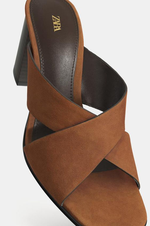 SPLIT SUEDE BLOCK HEEL SANDALS - Zara фото 7