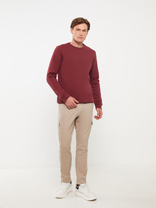 Bisiklet Yaka Uzun Kollu Erkek Kal?n Sweatshirt