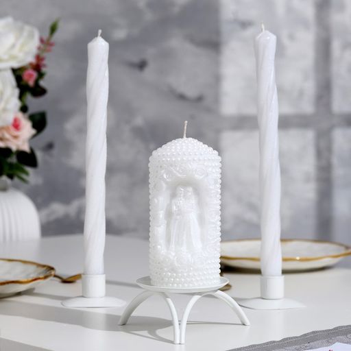 Свеча-цилиндр свадебная Влюбленные, 14х6,5см, белая, 48 ч, домашний очаг - Simaland фото 2