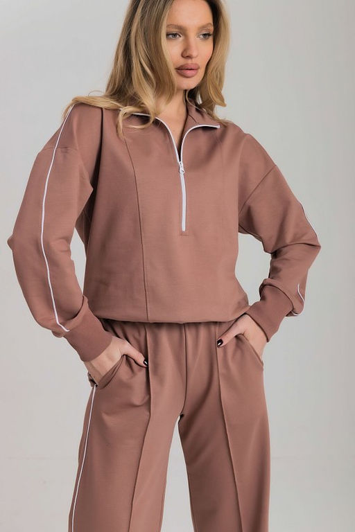 Костюм толстовка и брюки М325349к кофейный - Елена фото 5