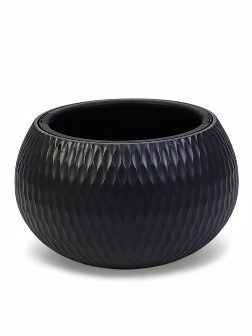 Кашпо для цветов Жемчужина, 7 л, d=36 см, h=22 см, пластик, со вставкой, цвет графитовый