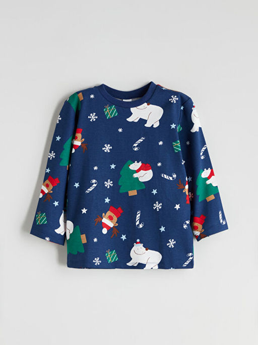 Bisiklet Yaka Y?lba?? Temal? Erkek Bebek Pijama Tak?m?