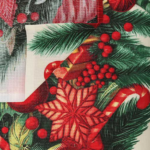 Салфетка хозяйственная 50х60см "Рождественские сладости", вафельное полотно, хлопок 100%, плотность 245г/м2, без упаковки, "Домашняя мода" (Россия)