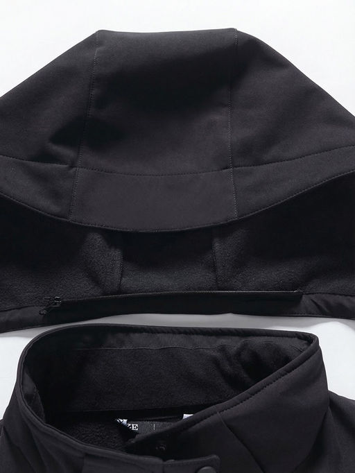 Ветровка женская софтшелл виндстоппер с капюшоном спортивная черного цвета 9616_1Ch