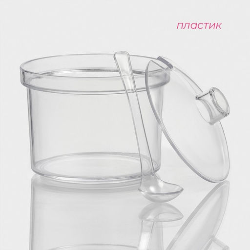 Ёмкость для специй с ложкой Доляна, 400 мл, 10.5×10 см, пластик, прозрачная