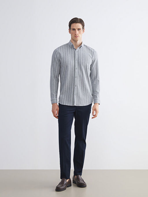 Slim Fit Uzun Kollu ?izgili Erkek G?mlek