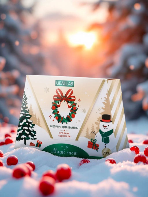 Жемчуг для ванны Magic snow, аромат ягодная карамель, 200 г, URAL LAB