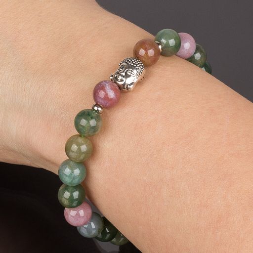 Браслет Будда из мохового Агата 18,5 см - Радуга самоцветов фото 2