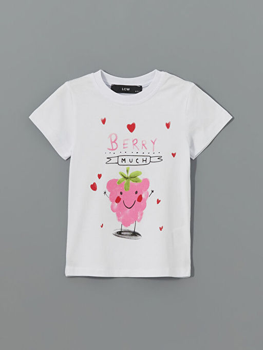 Bisiklet Yaka Bask?l? K?z ?ocuk Ti??rt 2li - Waikiki фото 2