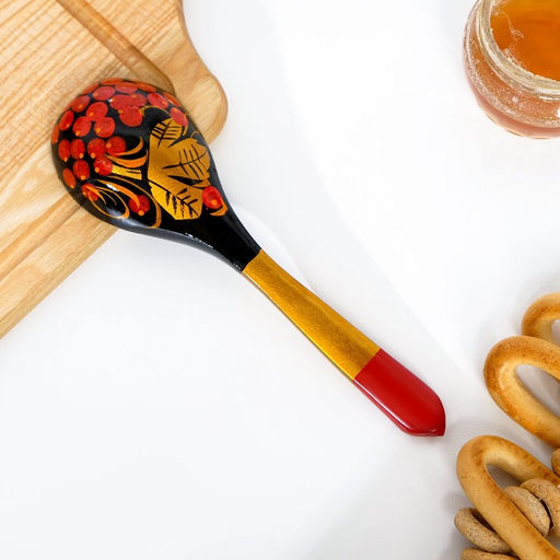 Цена за 10 шт. Ложка деревянная хохлома «Ягодка», салатная, 6×21 см