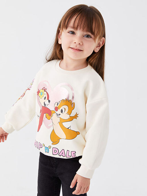 Bisiklet Yaka Chipn Dale Bask?l? Uzun Kollu K?z Bebek Sweatshirt - Waikiki фото 2
